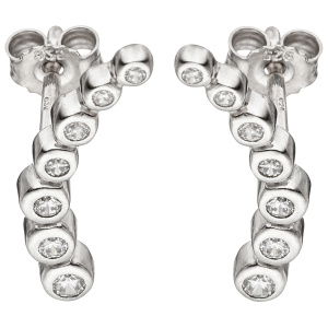 Preview: Ohrstecker 925 Sterling Silber 14 Zirkonia Ohrringe Silberohrringe