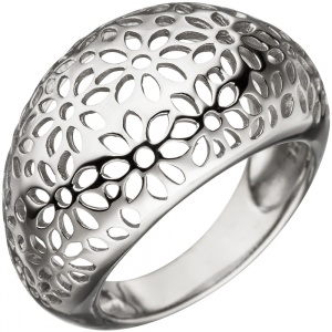 Damen Ring breit mit Blumen Muster 925 Sterling Silber Silberring