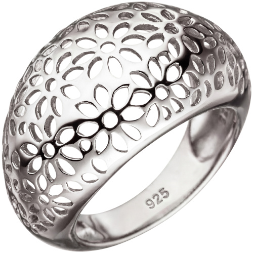Damen Ring breit mit Blumen Muster 925 Sterling Silber Silberring