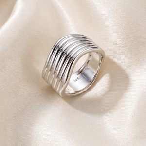 Preview: Damen Ring breit 925 Sterling Silber Silberring
