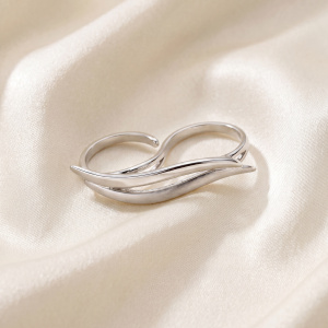 Preview: Damen Ring Zweifingerring 925 Sterling Silber matt mattiert Silberring 2 Finger