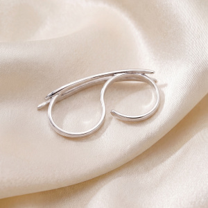 Preview: Damen Ring Zweifingerring 925 Sterling Silber matt mattiert Silberring 2 Finger
