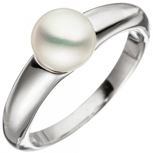 Damen Ring 925 Sterling Silber 1 Süßwasser Perle Perlenring Silberring