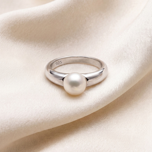 Preview: Damen Ring 925 Sterling Silber 1 Süßwasser Perle Perlenring Silberring