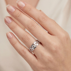 Preview: Damen Ring Herz Herzen 925 Sterling Silber mit 7 Zirkonia Silberring