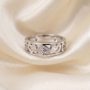 Preview: Damen Ring Herz Herzen 925 Sterling Silber mit 7 Zirkonia Silberring