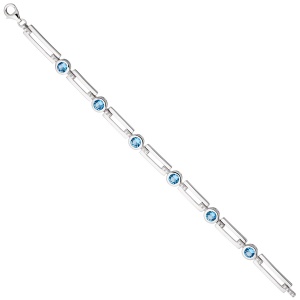 Armband 925 Sterling Silber mit Zirkonia hellblau und weiß 19 cm Silberarmband