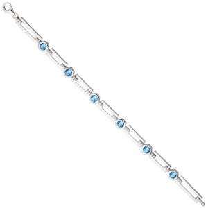 Armband 925 Sterling Silber mit Zirkonia hellblau und weiß 19 cm Silberarmband