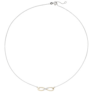 Preview: Collier Halskette Unendlich 585 Gold bicolor 5 Diamanten Brillanten Kette