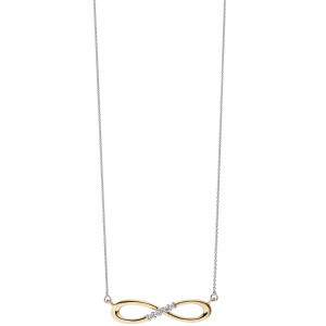 Collier Halskette Unendlich 585 Gold bicolor 5 Diamanten Brillanten Kette