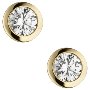 Preview: Ohrstecker rund 333 Gold Gelbgold 2 Zirkonia Ohrringe Goldohrringe