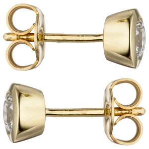 Preview: Ohrstecker rund 333 Gold Gelbgold 2 Zirkonia Ohrringe Goldohrringe