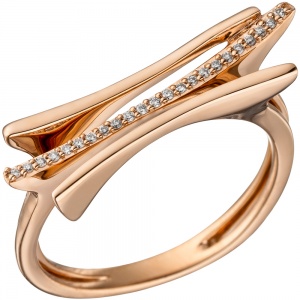 Damen Ring 585 Gold Rotgold 23 Diamanten Brillanten 0,07ct. Rotgoldring
