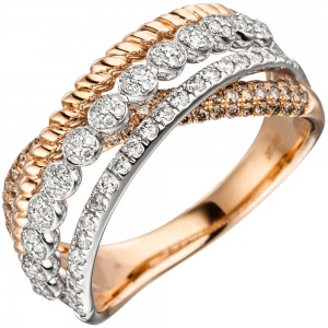 Damen Ring 585 Gold Rotgold 181 Diamanten Brillanten Rotgoldring Diamantring