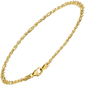 Preview: Zwillings-Panzerarmband 585 Gelbgold 19 cm Gold Armband Goldarmband