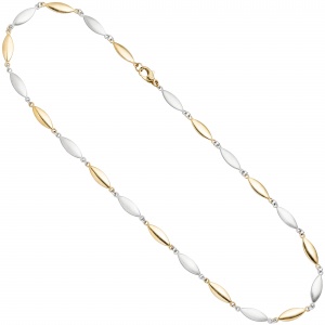 Halskette Kette 585 Gold Gelbgold Weißgold bicolor matt 45 cm Goldkette