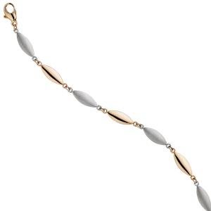 Armband 585 Gold Gelbgold Weißgold bicolor matt 19,5 cm Goldarmband