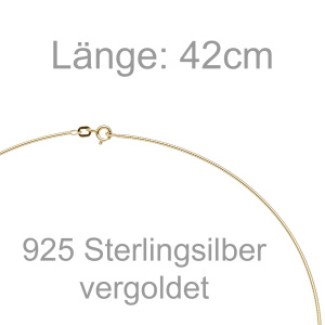 Preview: Halsreif 925 Sterling Silber gold vergoldet 1,1 mm 42 cm Kette Halskette
