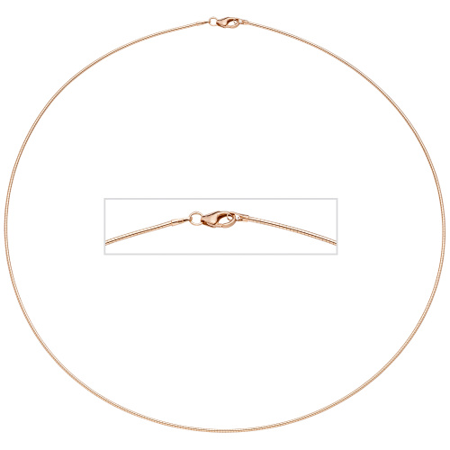 Halsreif 925 Sterling Silber rotgold vergoldet 1,1 mm 45 cm Kette Halskette
