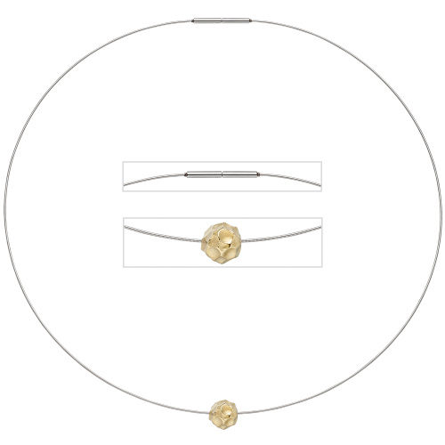 Collier Kette mit Anhänger aus Edelstahl mit 585 Gold kombiniert matt 42 cm