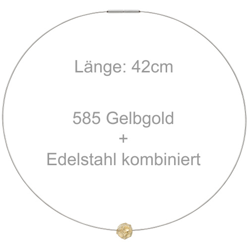 Collier Kette mit Anhänger aus Edelstahl mit 585 Gold kombiniert matt 42 cm