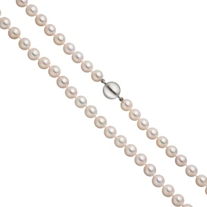 Perlenkette aus Akoya Perlen 45 cm Schließe 925 Sterling Silber matt