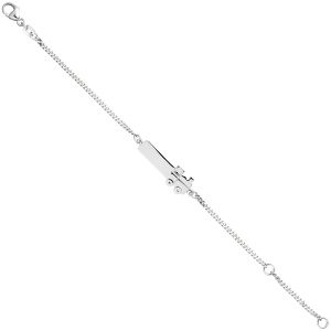 Schildband Lokomotive Dampflok 925 Sterling Silber 14 cm Gravur ID Armband