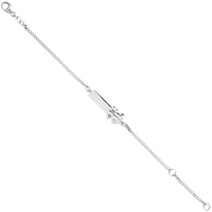 Schildband Lokomotive Dampflok 925 Sterling Silber 14 cm Gravur ID Armband