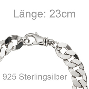 Preview: Panzerarmband 925 Sterling Silber diamantiert 23 cm Armband Silberarmband