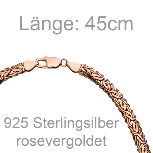 Königskette oval 925 Silber rotgold vergoldet 45 cm Kette Halskette Karabiner