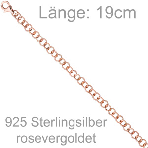 Rundankerarmband 925 Silber rotgold vergoldet 19 cm Armband Ankerarmband