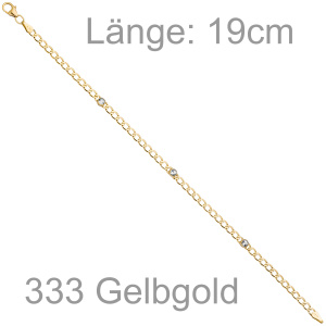 Armband 333 Gold Gelbgold 3 Blautopase hellblau blau 19 cm Goldarmband Karabiner