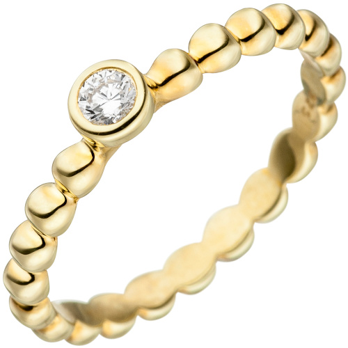 Damen Ring Kugel 925 Sterling Silber gold vergoldet 1 Zirkonia Kugelring