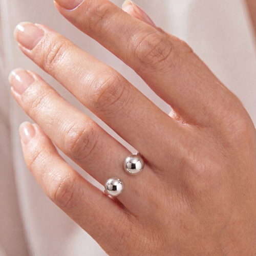 Preview: Damen Ring Kugel Kugeln 925 Sterling Silber Silberring Kugelring offen