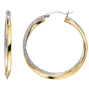 Creolen verschlungen 925 Sterling Silber bicolor vergoldet Ohrringe