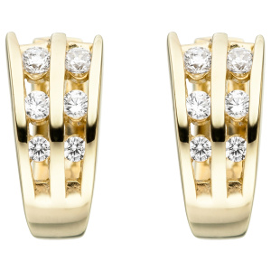 Creolen 925 Sterling Silber gold vergoldet 12 Zirkonia Ohrringe