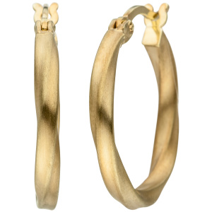 Preview: Creolen gedreht 925 Sterling Silber gold vergoldet matt Ohrringe
