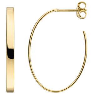 Halbcreolen oval 925 Sterling Silber gold vergoldet Ohrringe Creolen