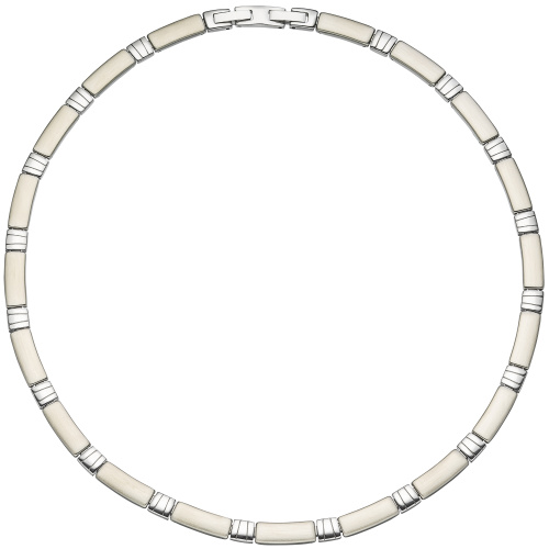 Collier Halskette Halsreif Edelstahl teil matt 47 cm Kette