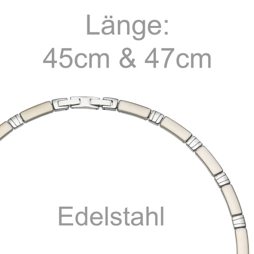 Preview: Collier Halskette Halsreif Edelstahl teil matt 47 cm Kette