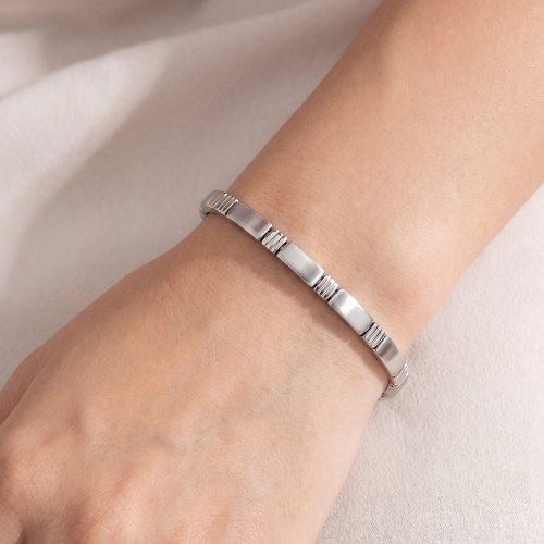 Armband aus Edelstahl teil matt 21 cm mit Klappverschluss
