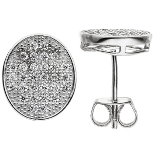 Ohrstecker oval 925 Sterling Silber 60 Zirkonia Ohrringe Silberohrringe