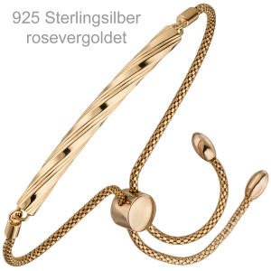 Armband 925 Sterling Silber rotgold vergoldet 23 cm variabel einstellbar