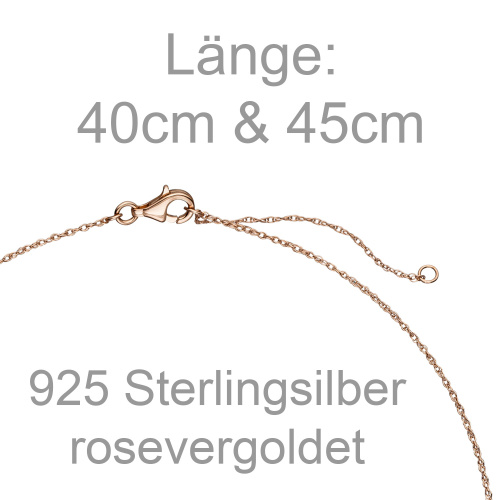 Preview: Collier Halskette 925 Sterling Silber rotgold vergoldet mit 6 Zirkonia 45 cm