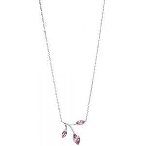 Collier Kette mit Anhänger 925 Sterling Silber 3 Zirkonia rosa 45 cm Kette