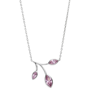 Preview: Collier Kette mit Anhänger 925 Sterling Silber 3 Zirkonia rosa 45 cm Kette