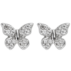 Kinder Ohrstecker Schmetterling 925 Silber mit 28 Zirkonia Kinderohrringe