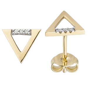 Ohrstecker Dreieck 585 Gold Gelbgold 6 Diamanten Brillanten 0,02ct. Ohrrringe