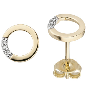 Ohrstecker rund 585 Gold Gelbgold 6 Diamanten Brillanten Ohrringe Goldohrstecker