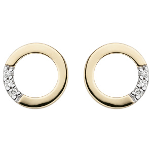 Ohrstecker rund 585 Gold Gelbgold 6 Diamanten Brillanten Ohrringe Goldohrstecker